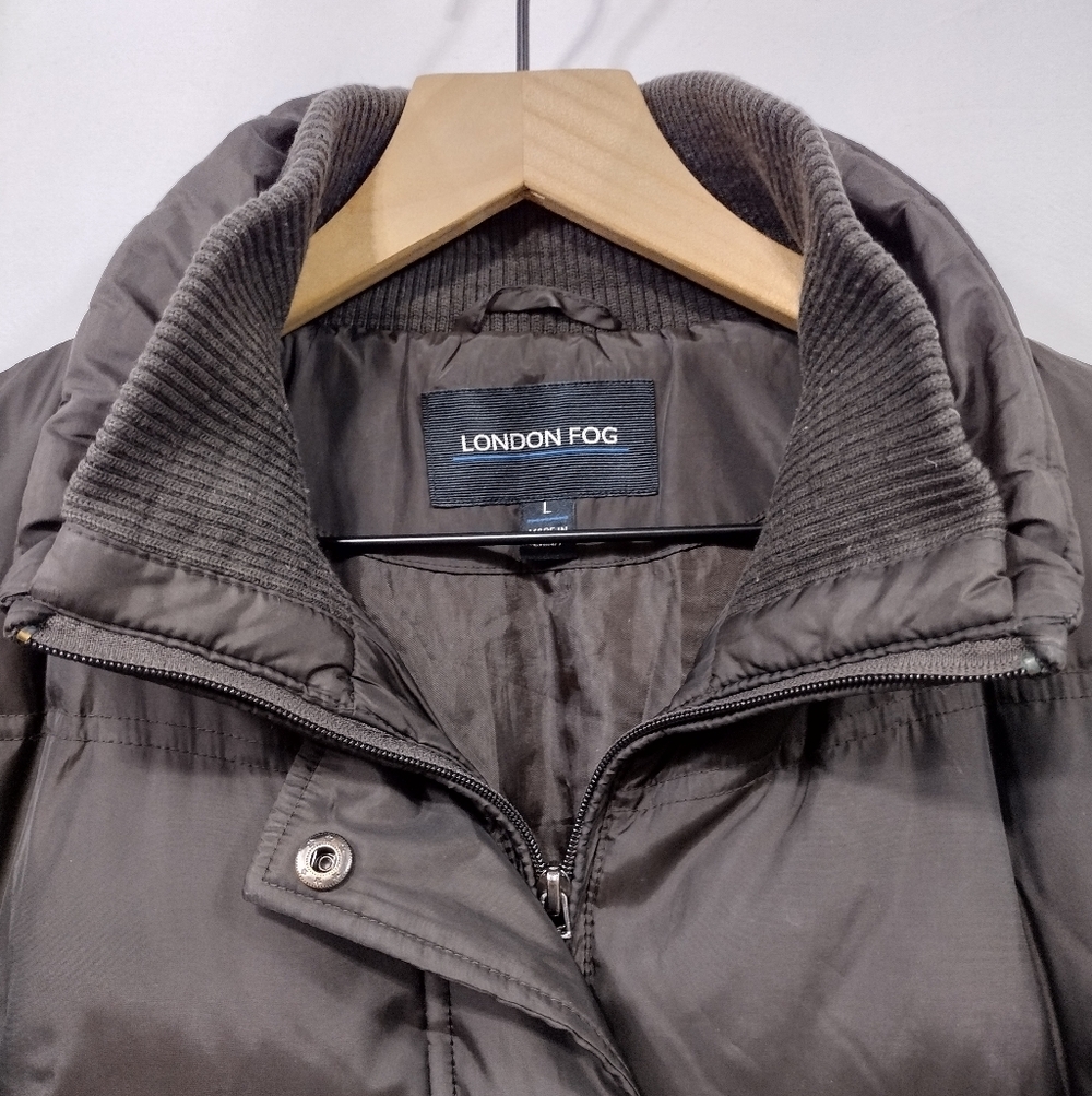 London Fog Down Feather Puffer Jacket Women's L Brown Winter Warm Cozy Retro - Picture 8 of 12